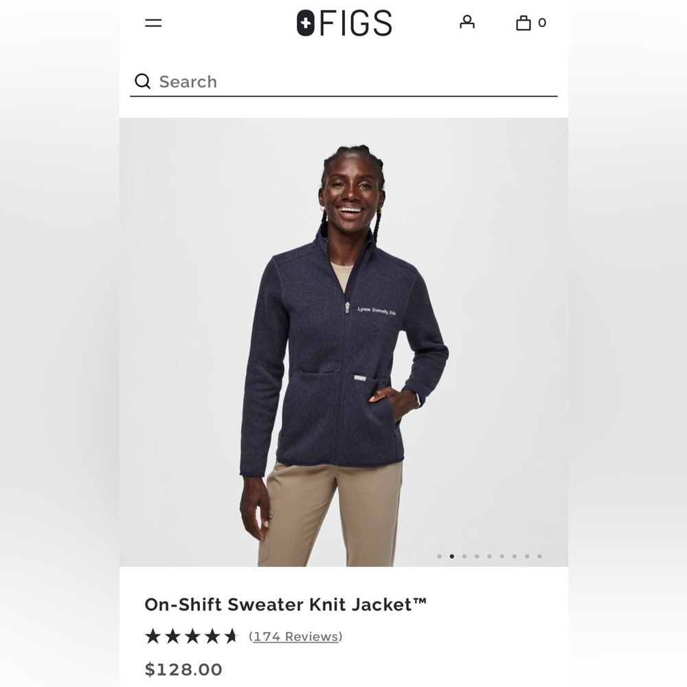FIGS SCRUBS On-shift Sweater Knit Jacket || Navy || XS